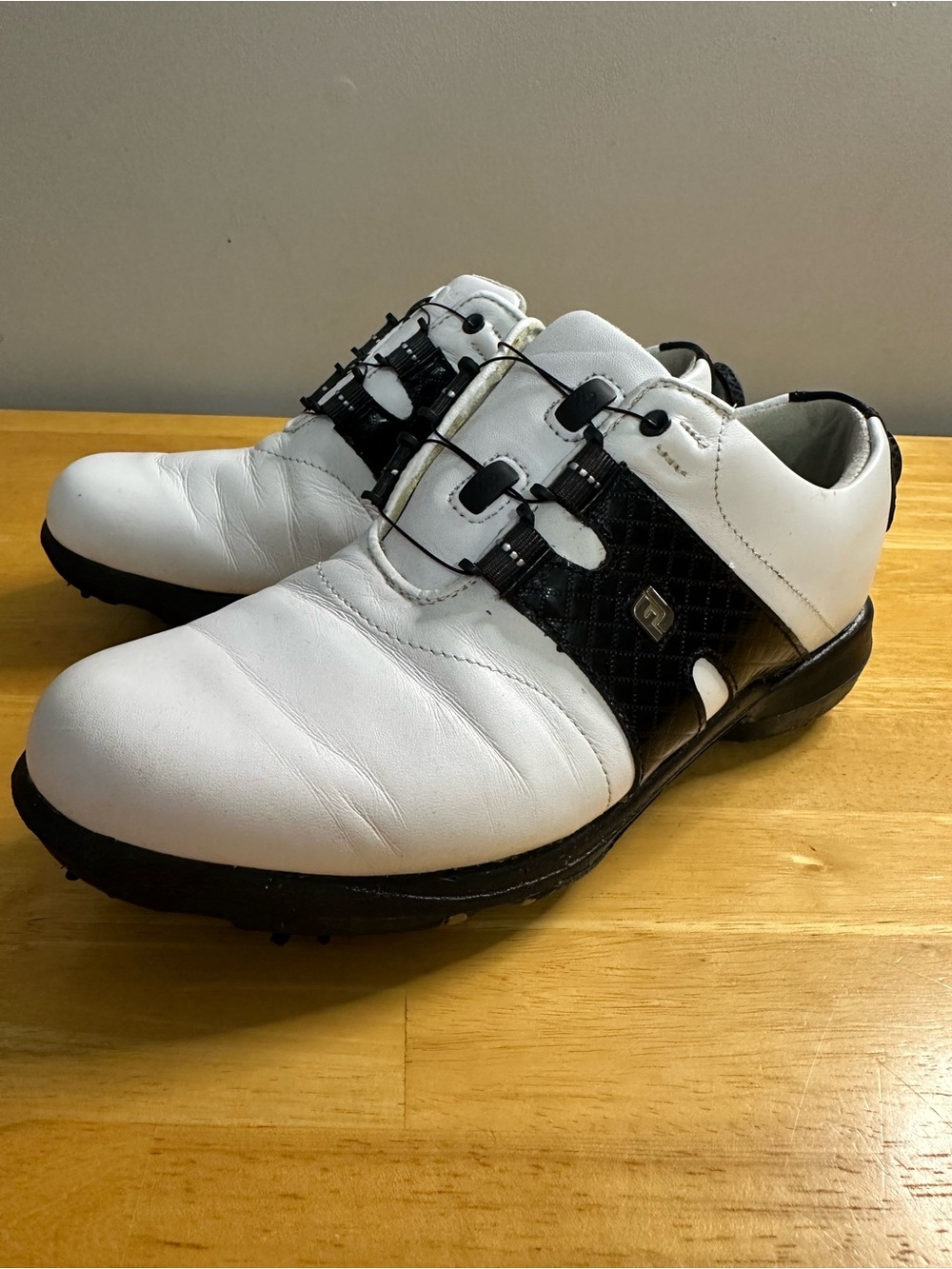 FootJoy DryJoys BOA Women's Golf Shoes Spiked White Black Saddle Size 7 M